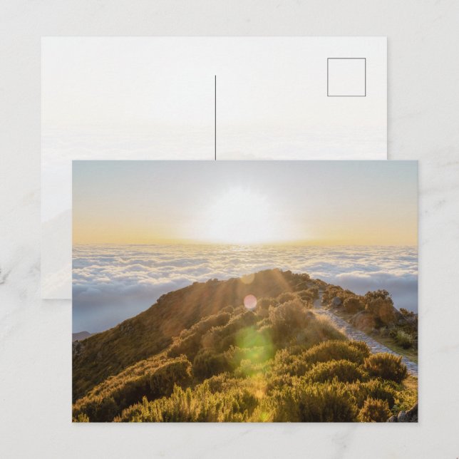 Sunrise Above the Clouds in Madeira, Pico Ruivo Vykort (Fram/baksida)