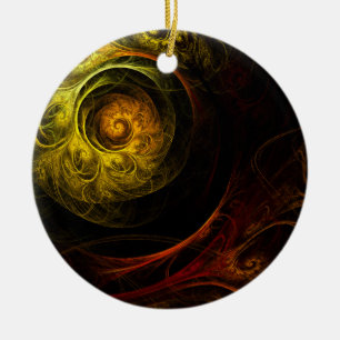 Sunrise Blommigt Red Abstrakt Art Circle Ornament