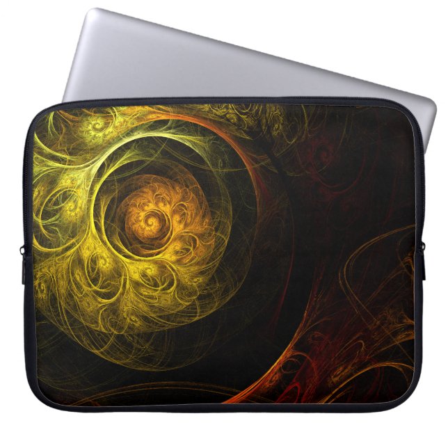 Sunrise Blommigt Red Abstrakt Art Laptop sleeve (Framsidan)