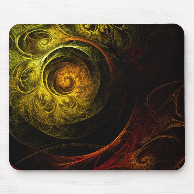 Sunrise Blommigt Red Abstrakt Art Mousepad Musmatta (Framsidan)
