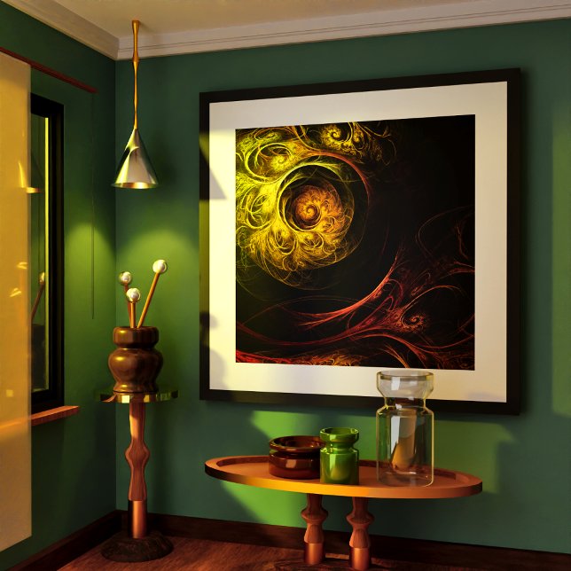 Sunrise Blommigt Red Abstrakt Art Poster (Sunrise Floral Red Abstract Art Poster)