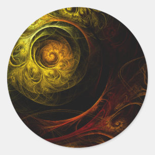 Sunrise Blommigt Red Abstrakt Art Round Sticker Runt Klistermärke