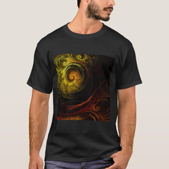 Sunrise Blommigt Red Abstrakt Art T Shirt (Framsida)