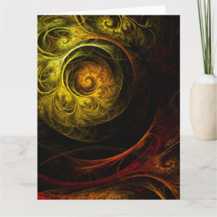 Sunrise Blommigt Red Abstrakt Art Tack Kort