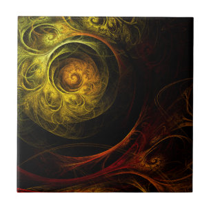 Sunrise Blommigt Red Abstrakt Art Tile Kakelplatta