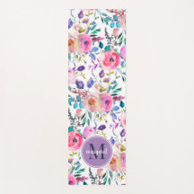 Sunrise Boho Blommigt Lila and White Monogram
