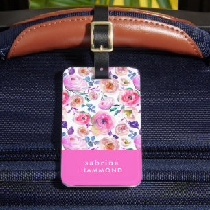 Sunrise Boho Blommigt Monogrammed Bagagebricka