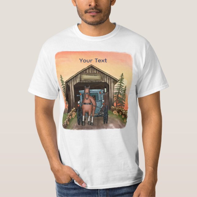 Sunrise Covered Bridge T Shirt (Framsida)