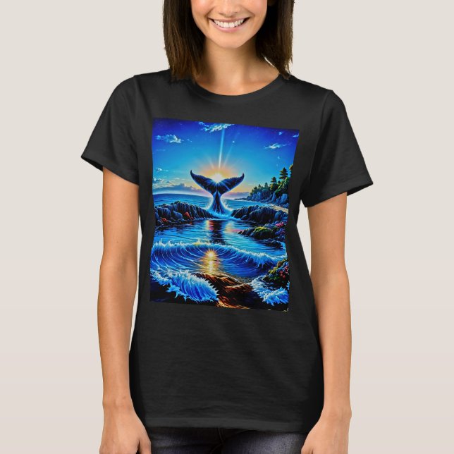 Sunrise Flip of the Whale Svan T Shirt (Framsida)