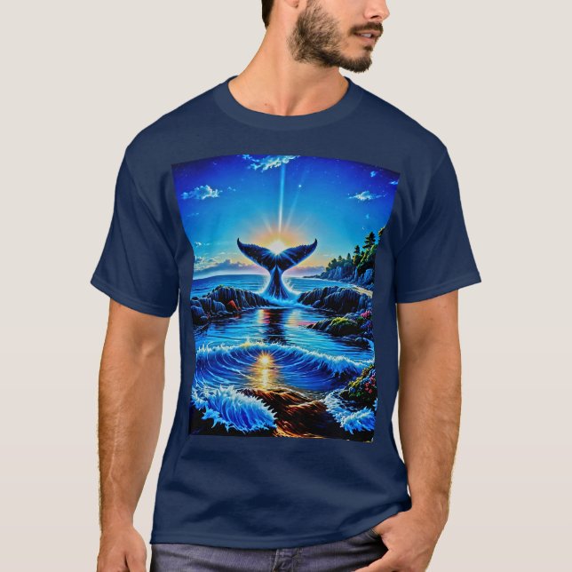 Sunrise Flip of the Whale Svan T Shirt (Framsida)
