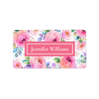 Sunrise Floral Boho Custom Name Design Adressetikett