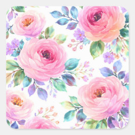 Sunrise Floral Boho Custom Name Design Fyrkantigt Klistermärke