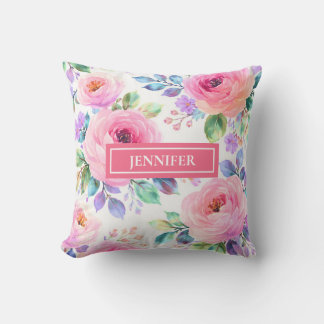 Sunrise Floral Boho Custom Name Design Kudde