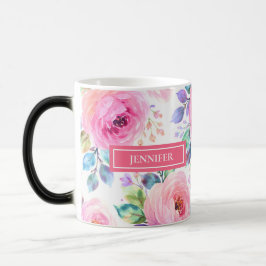 Sunrise Floral Boho Custom Name Design Magisk Mugg