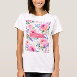 Sunrise Floral Boho Custom Name Design T Shirt