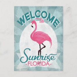 Sunrise Florida Rosa Flamingo Retro Vykort