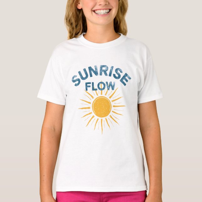 Sunrise Flow Retro Graphic Print Yoga Beach Girl's T Shirt (Framsida)
