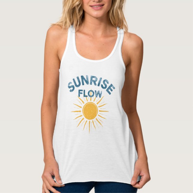 Sunrise Flow Retro Sun Graphic Print Vinyasa Yoga  Linne Med Racerback (Framsida)