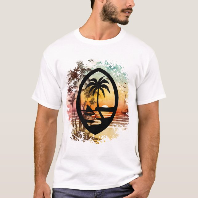 Sunrise Guam Seal T Shirt (Framsida)