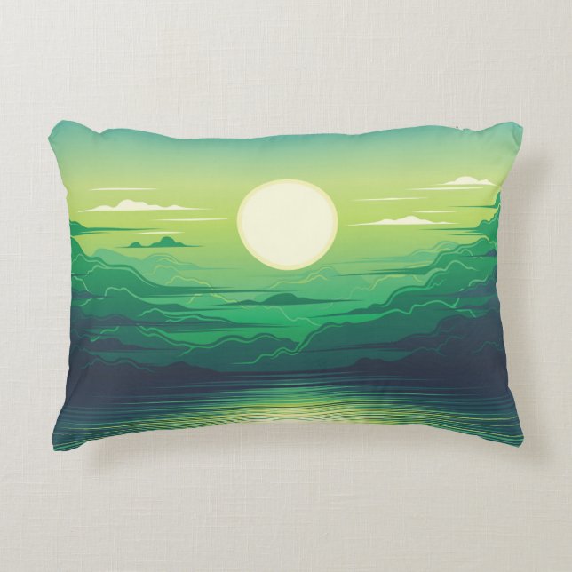 Sunrise in the sea illustration apparel,art,beauti prydnadskudde (Framsidan)
