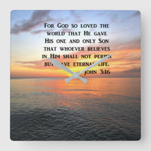 SUNRISE JOHN 3:16 INSPIRING PHOTO FYRKANTIG KLOCKA