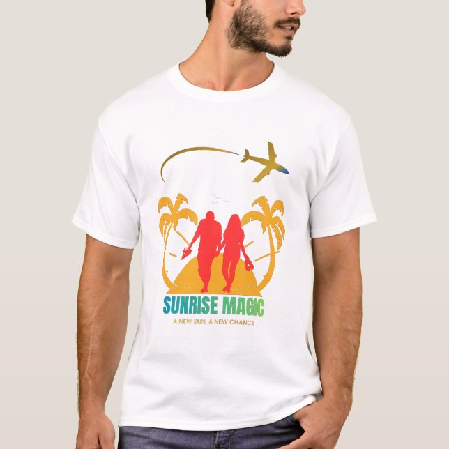 Sunrise Love Silhouette – Romantic Couple Beach  T Shirt (Framsida)