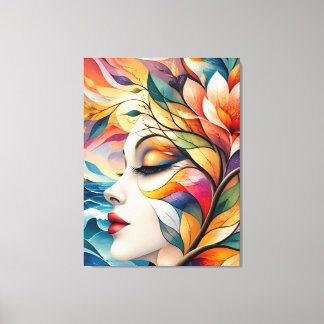 Sunrise Mosaic Female Portrait Canvastryck