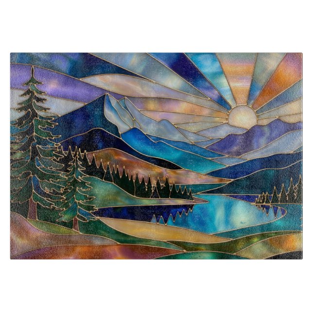 Sunrise Mountain Lake Kitchen Skärbräda (Framsidan)