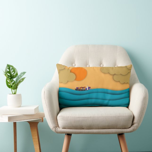 Sunrise Ocean Frakt Sol Sunset Lumbarkudde (Stol)