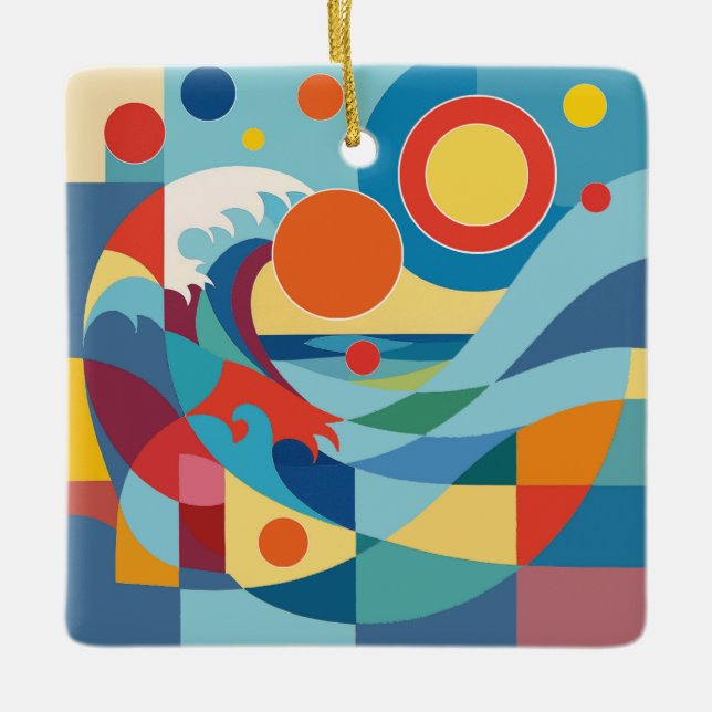 Sunrise Ocean Wave Julgransprydnad Keramik (Framsida)