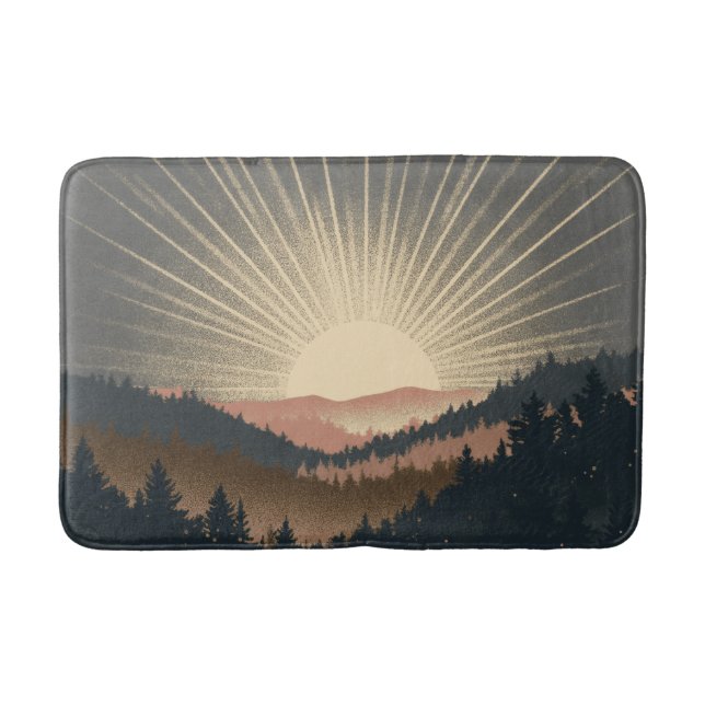 Sunrise Over Forest Mountains Badrumsmatta (Framsidan)