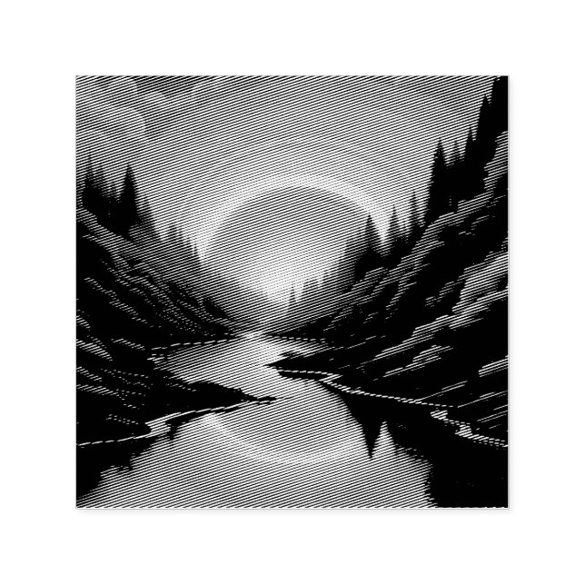 Sunrise Over The Lake Självfärgande Stämpel (Design)