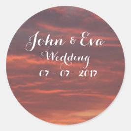 Sunrise Photo Bröllop Sticker Runt Klistermärke