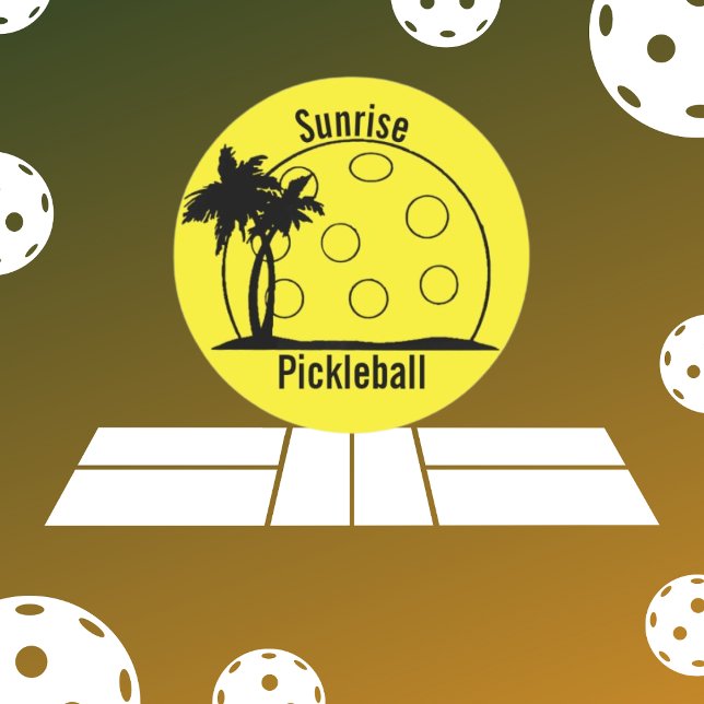 Sunrise Pickleball Gult Runt Klistermärke (Skapare uppladdad)