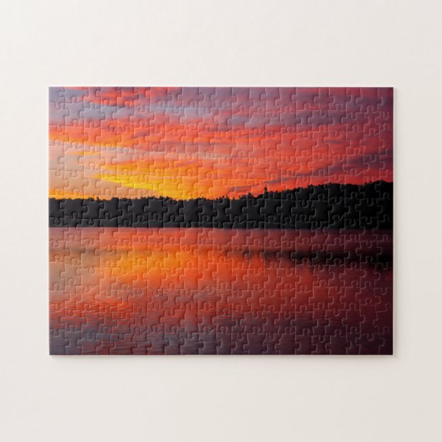 Sunrise Pleant Sjö Puzzle Pussel (Horisontell)