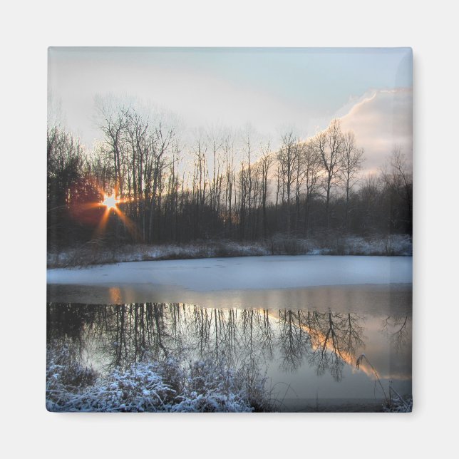 Sunrise Pond i Upstate New York Magnet (Framsidan)