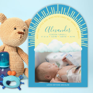 Sunrise Preemie Birth-annons Card Inbjudningar