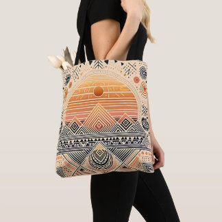 Sunrise Pyramid Tribal Geometric Tote Bag Tygkasse