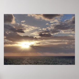 Sunrise Rays över Ocean II Poster