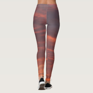 Sunrise Rosa Clouds Himlar Färg Photo Leggings, M Leggings