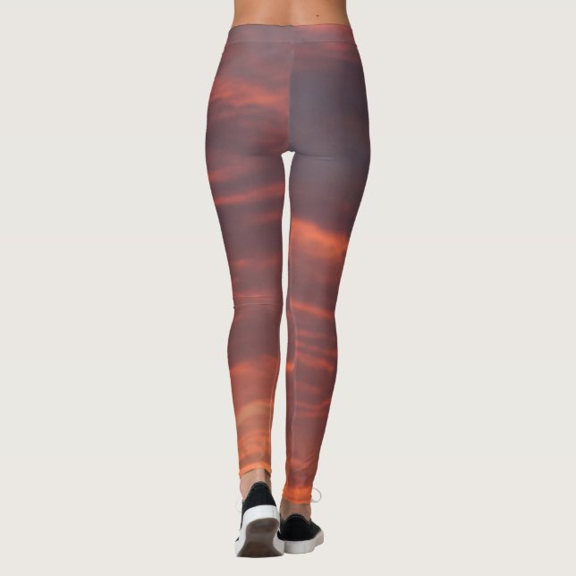 Sunrise Rosa Clouds Himlar Färg Photo Leggings, M Leggings (Baksida)