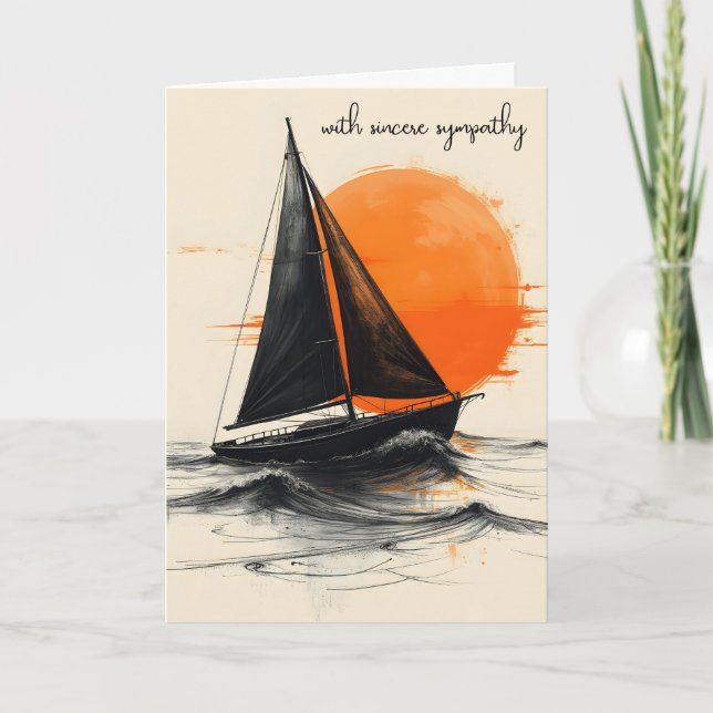 Sunrise Sailboat Silhouette Sympathy Kort (Framsida)