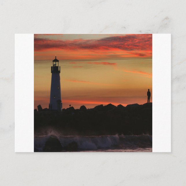 Sunrise Santa Cruz Lighthouse Vykort (Framsida)