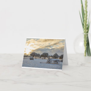 Sunrise Snowy Cart Scene Helgkort