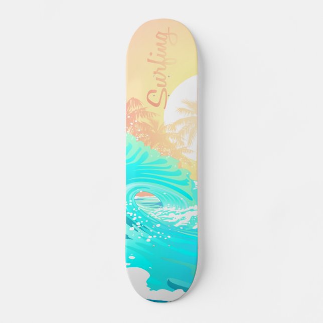 Sunrise Surfer Mini Skateboard Bräda 18,5 Cm (Framsida)
