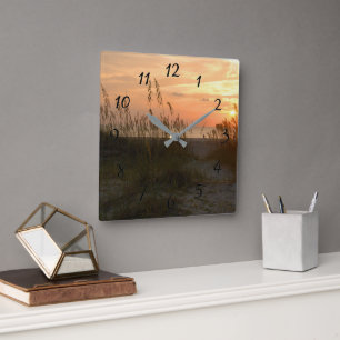 Sunrise Tybee Island, Georgia Wall Clock Fyrkantig Klocka