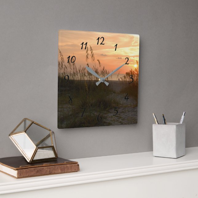 Sunrise Tybee Island, Georgia Wall Clock Fyrkantig Klocka (Kontor)
