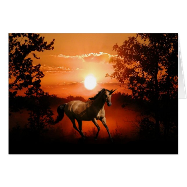 Sunrise unicorn hälsningskort (Framsidan Horizontal)