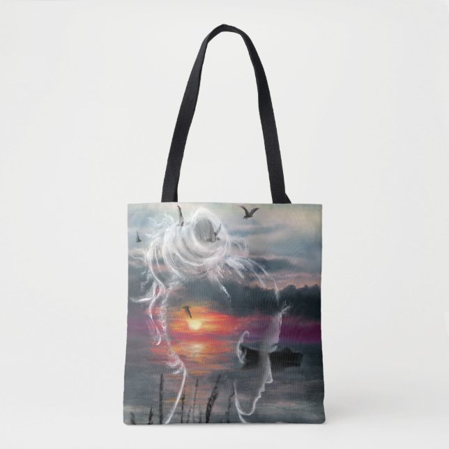 Sunrise Woman Tote Bag Tygkasse (Framsida)