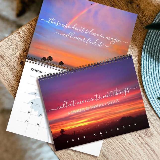 Sunrises Sunset citerar skript, kustfotografi Kalender (Skapare uppladdad)